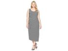 Vince Camuto Specialty Size Plus Size Sleeveless Side Ruched Amalfi Stripe Dress (rich Black) Women's Dress
