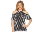 Michael Michael Kors Dot Flounce Halter Top (black/white) Women's Clothing