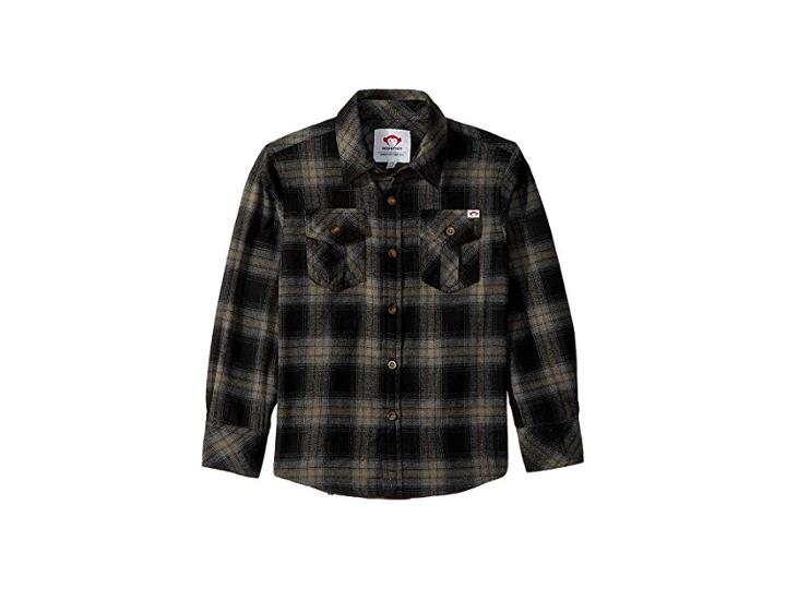 Appaman Kids Flannel Shirt With Elbow Patches (toddler/little Kids/big Kids) (vintage Black Plaid) Boy's Clothing