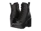 Frye Myra Lug Combat (black Polished Soft Full Grain) Women's Lace-up Boots
