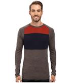 Smartwool Nts Mid 250 Color Block Crew Top (taupe Heather) Men's Sweater