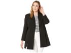 Tahari By Asl Plus Size Collarless Topper With Cuffed Sleeves (black) Women's Clothing
