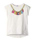 Moschino Kids Short Sleeve Logo Necklace Graphic T-shirt (big Kids) (cloud) Girl's T Shirt