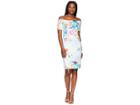 Calvin Klein Short Sleeve Floral Sheath Dress Cd8m48dk (seaglass Multi) Women's Dress