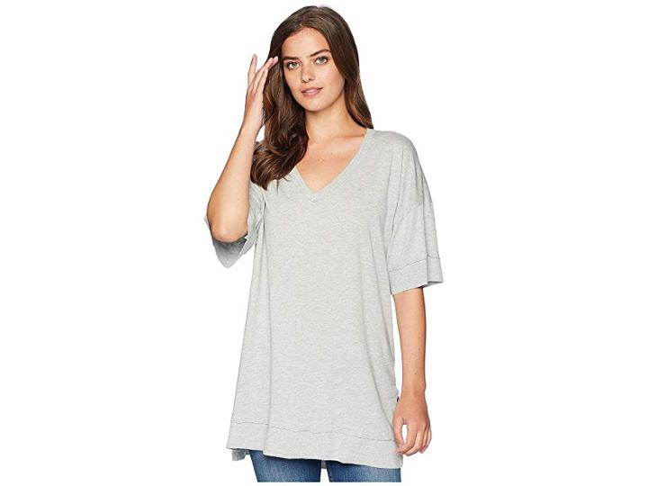 Michael Stars Ultra Jersey V-neck Tunic (heather Grey) Women's Blouse