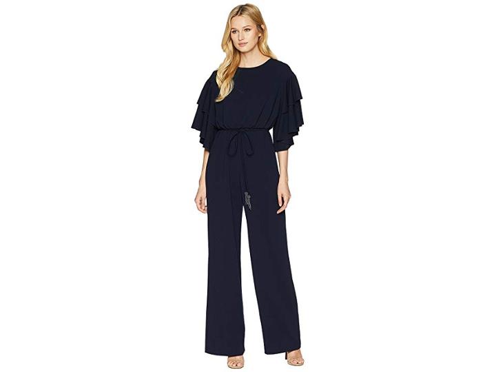 Adrianna Papell Blouson Ruffle Sleeve Jumpsuit (midnight) Women's Jumpsuit & Rompers One Piece