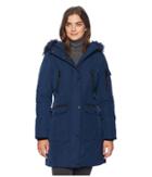 Calvin Klein Parka With Detachable Fur Trimmed Hood (navy) Women's Coat