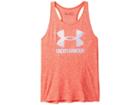 Under Armour Kids Ua Big Logo Novelty Slash Tank Top (big Kids) (neon Coral/white) Girl's Sleeveless