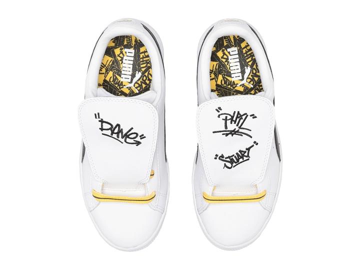 Puma Kids Minions Basket Tongue (little Kid) (puma White/puma Black/minion Yellow) Kids Shoes