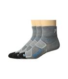 Feetures Elite Merino+ Ultra Light Quarter 3-pair Pack (gray/hawaiian Blue) Quarter Length Socks Shoes