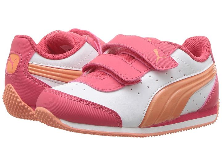 Puma Kids Speed Lightup Power V (toddler) (puma White/melon) Girls Shoes