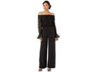 Adrianna Papell Knit Crepe Wide Leg Jumpsuit W/ Off The Shoulder Lace Top (black) Women's Jumpsuit & Rompers One Piece