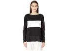 Nicole Miller Ponte Boat Neck Sweater (black/white) Women's Clothing