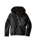 Urban Republic Kids Faux Leather Jacket W/ Hoodie (little Kids) (black) Boy's Coat