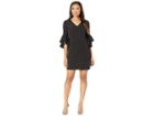 Laundry By Shelli Segal Ruffle Sleeve Crepe Dress With Tie Back (black) Women's Dress