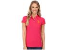 U.s. Polo Assn. Contrast Patch Big Pony Polo (bright Rose) Women's Short Sleeve Pullover