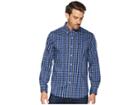 Dockers Long Sleeve Stretch Woven Shirt (bijou Blue Plaid) Men's Clothing