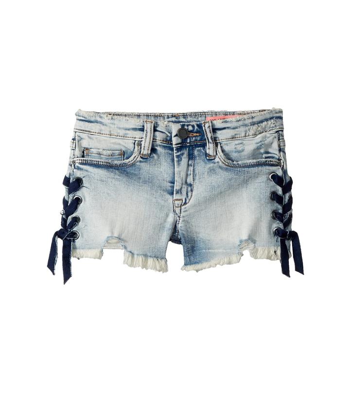 Blank Nyc Kids Lace-up Denim Shorts In French Braid (big Kids) (french Braid) Girl's Shorts