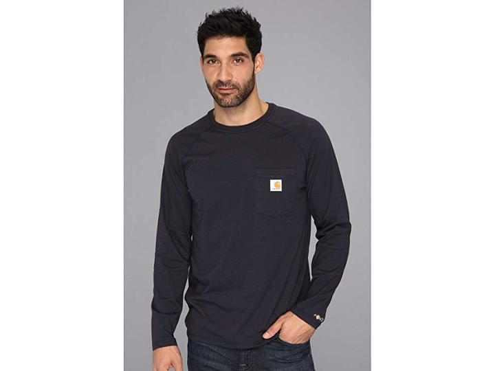 Carhartt Big Tall Force Cotton L/s Tee (navy) Men's T Shirt