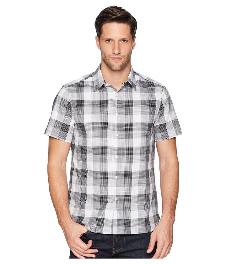 Perry Ellis Essential Plaid Pattern Shirt (black) Men's Clothing
