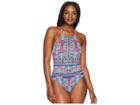 Tommy Bahama Riviera Tile Reversible High-neck One-piece (cerise) Women's Swimsuits One Piece