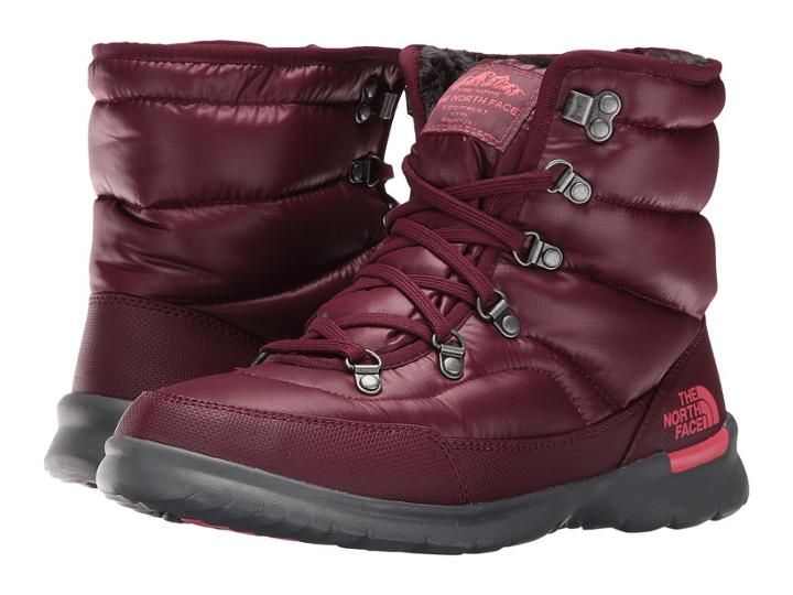 The North Face Thermoball Lace Ii (shiny Deep Garnet Red/calypso Coral (past Season)) Women's Pull-on Boots