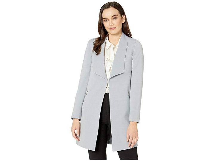 Tahari By Asl Double Weave Open Topper Jacket (silver/grey) Women's Jacket