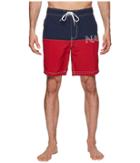 Nautica Logo Color Block Swim Trunk (nautica Red) Men's Swimwear