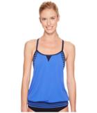 Nike Laser Sport Tankini Top (medium Blue) Women's Swimwear