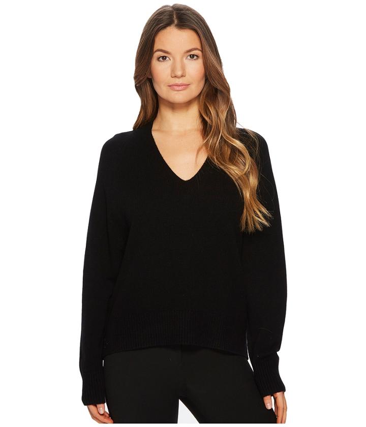 Vince Deep V-neck Raglan (black) Women's Sweater