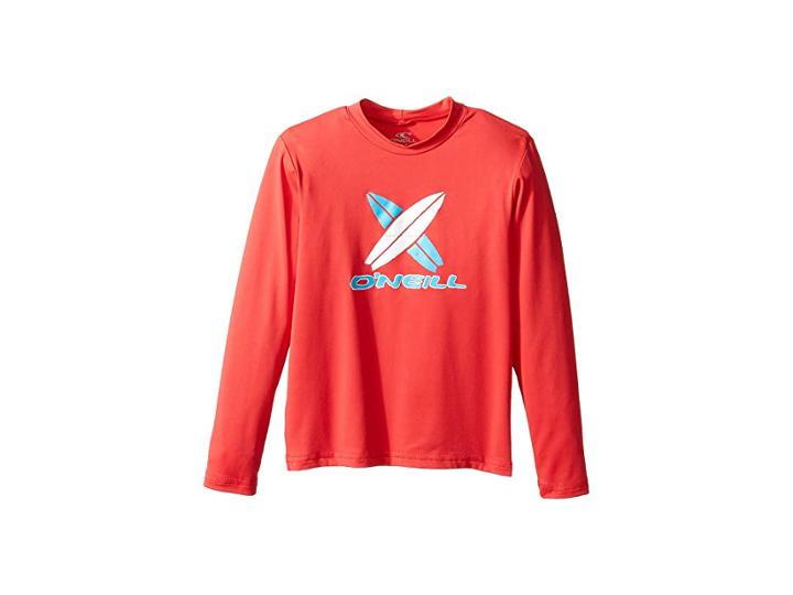 O'neill Kids Skins Long Sleeve Rash Tee (infant/toddler/little Kids) (red) Kid's Swimwear