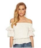J.o.a. Off The Shoulder Top With Puff Sleeves (white) Women's Clothing