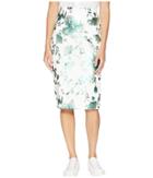 Eci Printed Floral Midi Foil Scuba Skirt (jade) Women's Skirt