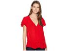 Lucky Brand It Girl Flutter Sleeve Top (barbados Cherry) Women's T Shirt