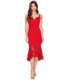 Aidan Mattox Crepe And Lace Cocktail Dress (red) Women's Dress