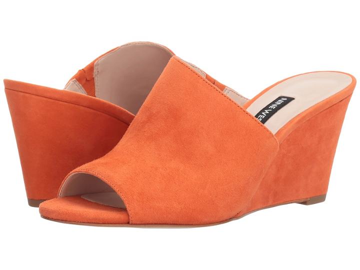 Nine West Janissah Slide Sandal (orange Suede) Women's Shoes