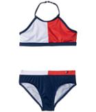 Tommy Hilfiger Kids Flag Two-piece Swimsuit (toddler) (flag Blue) Girl's Swimwear Sets