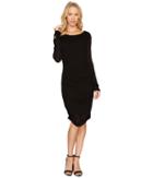 Three Dots Luxe Slub Shirred Dress (black) Women's Dress