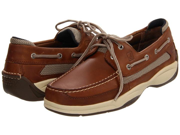 Sperry Lanyard 2-eye (dark Tan/navy) Men's Flat Shoes