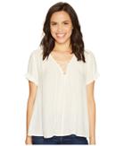 Lucky Brand Lace-up Top (eggshell) Women's Short Sleeve Pullover