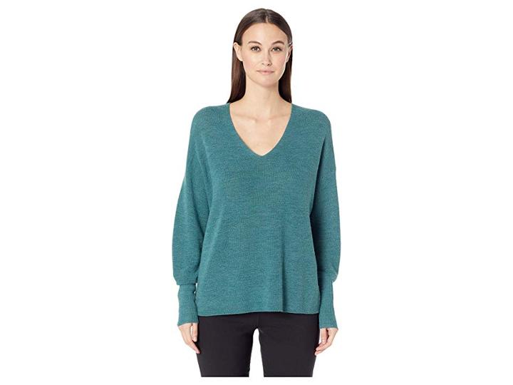 Eileen Fisher Fine Merino Rib V-neck Box-top (dragonfly) Women's Clothing