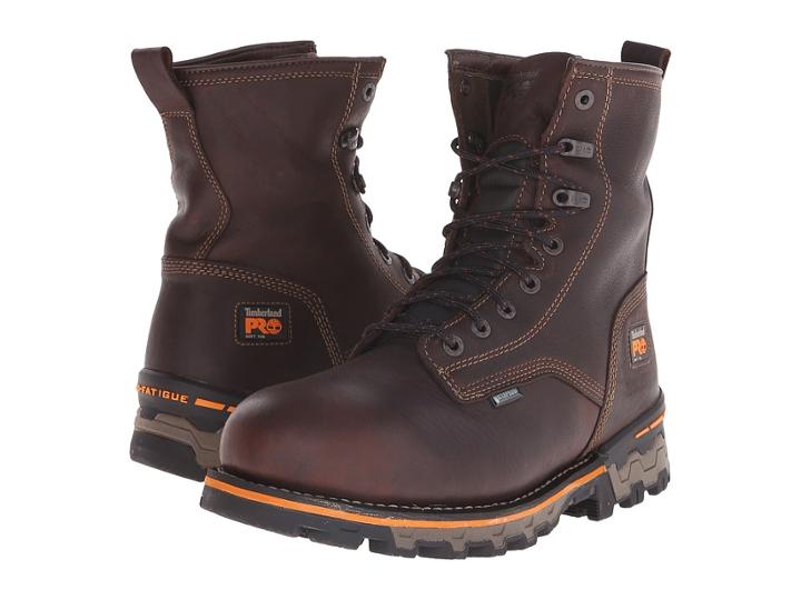 Timberland Pro 8 Boondock Plain Toe Soft Toe Waterproof Insulated (brown Tumbled Leather) Men's Work Boots