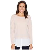 Calvin Klein Textured Twofer Top With Buttons (blush) Women's Clothing