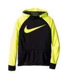 Nike Kids Therma Hoodie (little Kids/big Kids) (black/volt) Boy's Sweatshirt