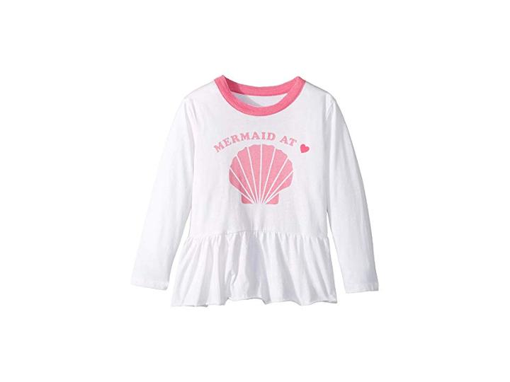Chaser Kids Extra Soft Vintage Jersey Mermaid At Heart Tee (toddler/little Kids) (white/princess Pink) Girl's T Shirt