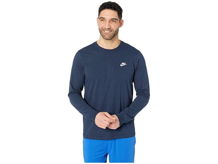 Nike Nsw Tee Long Sleeve Embroidered Futura (obsidian/white) Men's T Shirt