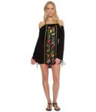 Nanette Lepore Isla Marietas Off The Shoulder Tunic Cover-up (black) Women's Swimwear