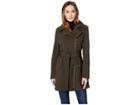 Via Spiga Asymmetrical Belted Softshell With Leopard Lining (loden) Women's Coat