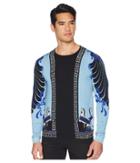Versace Collection Horse Print Silk Sweater (light Blue) Men's Sweater