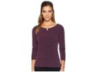 Calvin Klein Hilo 3/4 Sleeve U Hardware Top (aubergine Multi) Women's Clothing